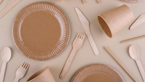 Recyclable plates and utensils.